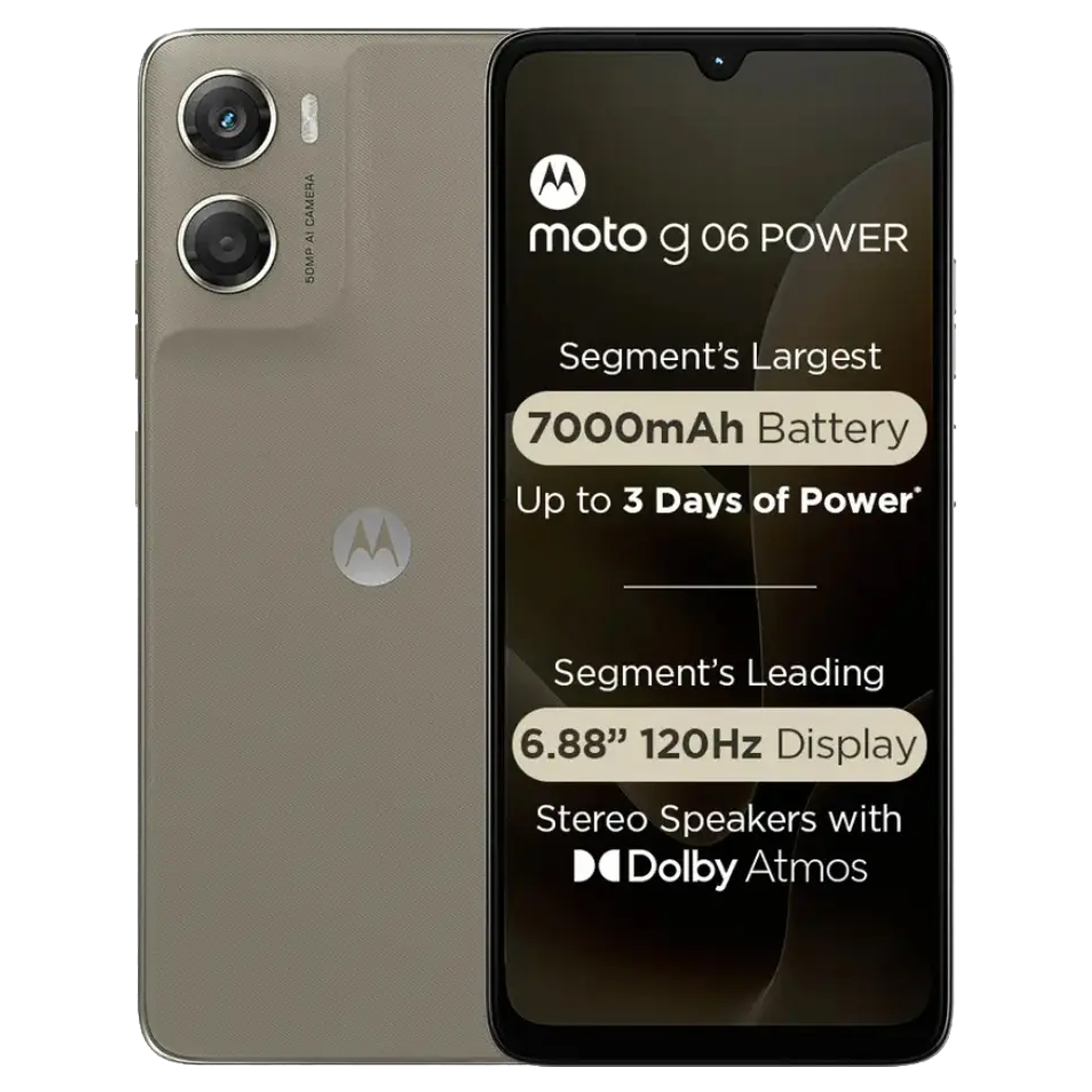 Motorola Mobility G06 Moto - 4GB RAM & 64GB Storage | Laurel Oak model G06 Moto XT2535-10 (4+64) LO Laurel Oak front view - GharOne Nepal